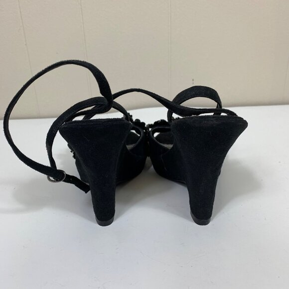 Seychelles Strappy Peep Toe Heels with Flower Embellishment in Black - Size 8 - Picture 4 of 8